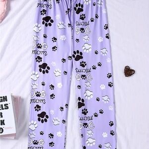 Purple and Black Paw Print Pajama Pants